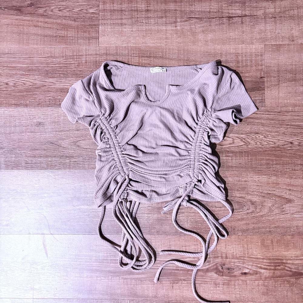 Brown rouched crop top from Free People